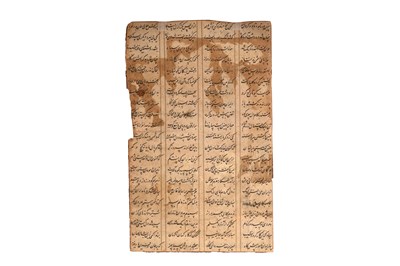 Lot 12 - AN ILLUSTRATED LOOSE FOLIO FROM A FERDOWSI’S SHAHNAMA SERIES: THE HERO RUSTAM AND THE KHAQAN OF CHIN