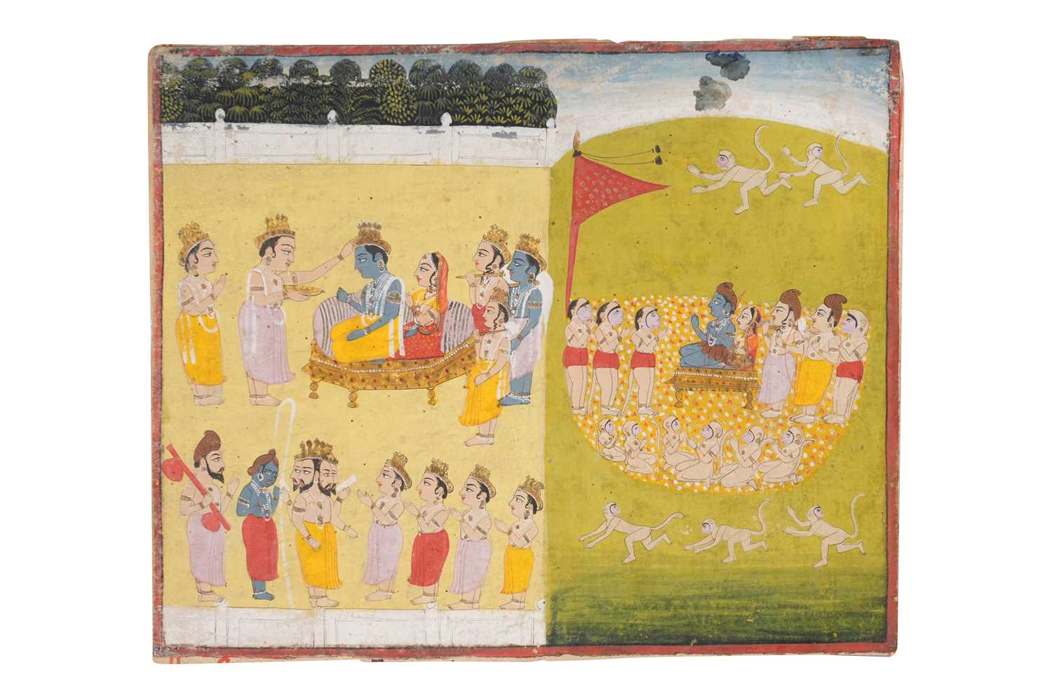 Lot 6 - AN ILLUSTRATED LOOSE FOLIO FROM A RAMAYANA SERIES