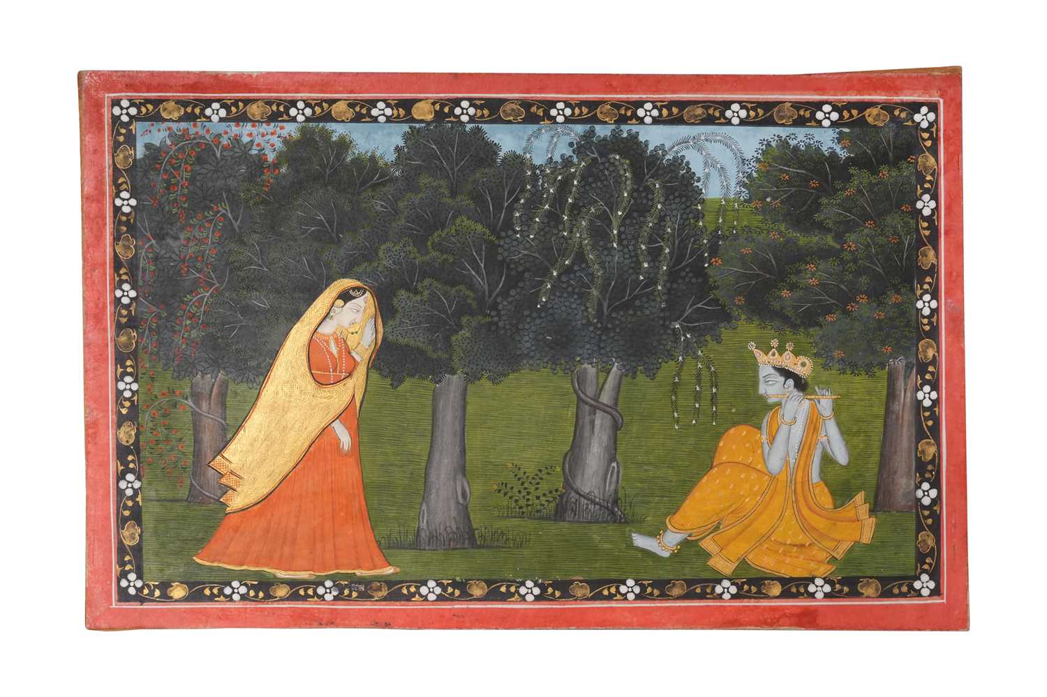 Lot 28 - KRISHNA AND RADHA MEETING IN THE FOREST