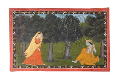 Lot 28 - KRISHNA AND RADHA MEETING IN THE FOREST