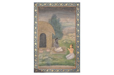 Lot 36 - AN ILLUSTRATED LOOSE INDIAN ALBUM FOLIO: DEVAGANDHARI RAGINI AND POETRY
