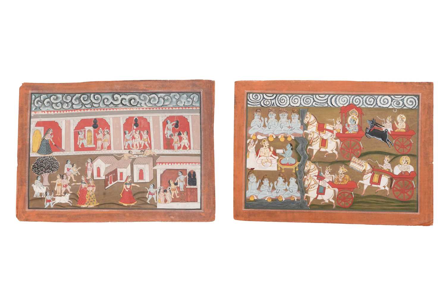 Lot 32 - TWO ILLUSTRATIONS FROM A BHAGAVATA PURANA SERIES