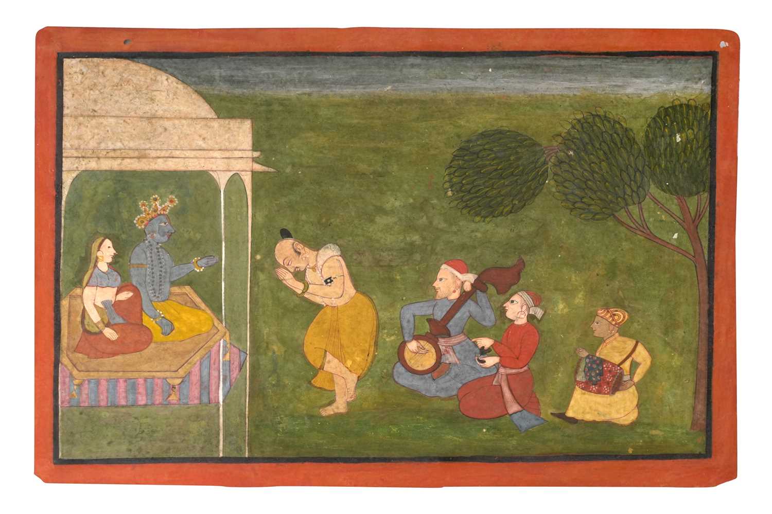 Lot 29 - A HOLY GATHERING: RAMA AND SITA GREETING A WISE MAN
