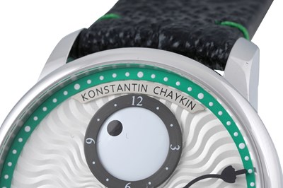 Lot 21 - A LIMITED EDITION LOUIS ERARD KONSTANTINIDOU CHAYKIN GREEN WRISTWATCH
