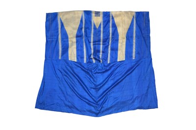 Lot 83 - AN IRAQI BROCADED INDIGO BLUE SILK ABA ROBE (ABAYA)