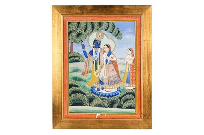 Lot 188 - KRISHNA AND RADHA STANDING ON A LOTUS PEDESTAL