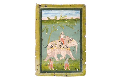 Lot 190 - AN EROTIC PAINTING WITH COMPOSITE ELEPHANT AND FEMALE MAHOUT