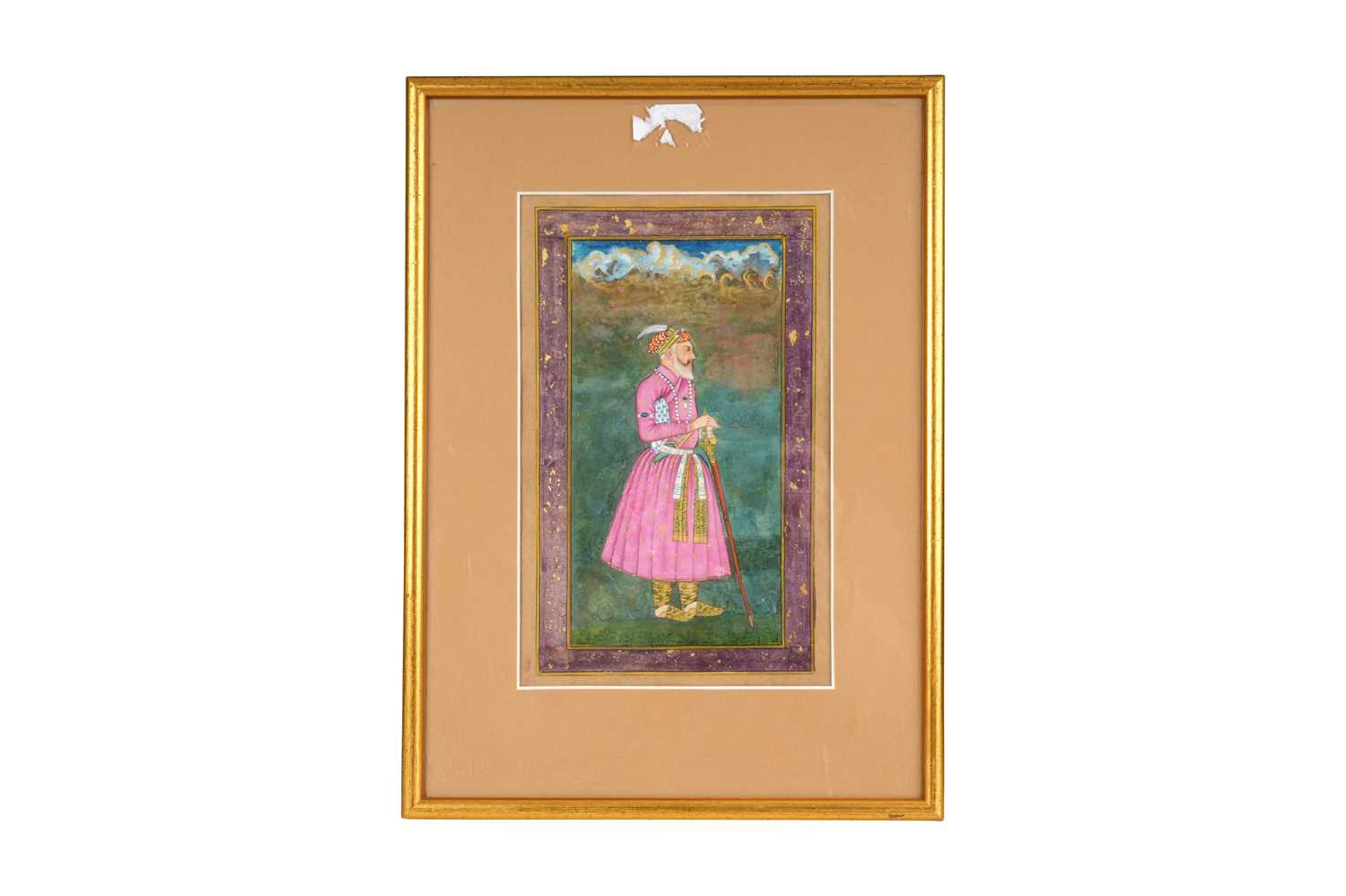 Lot 144 - A STANDING PORTRAIT OF A MUGHAL NOBLEMAN IN PINK DRESS