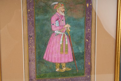Lot 144 - A STANDING PORTRAIT OF A MUGHAL NOBLEMAN IN PINK DRESS