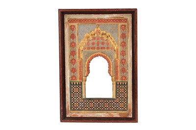 Lot 17 - A HISPANO-MORESQUE REVIVAL ALHAMBRA GILT AND POLYCHROME-PAINTED PLASTER RELIEF PLAQUE