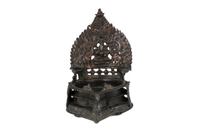 Lot 171 - A BRONZE GAJA LAKSHMI CANDLE HOLDER (DEEPAK DIYA)