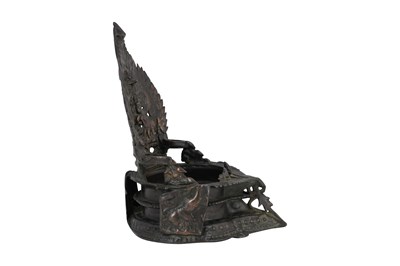 Lot 171 - A BRONZE GAJA LAKSHMI CANDLE HOLDER (DEEPAK DIYA)