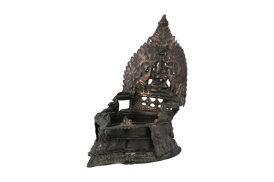 Lot 171 - A BRONZE GAJA LAKSHMI CANDLE HOLDER (DEEPAK DIYA)
