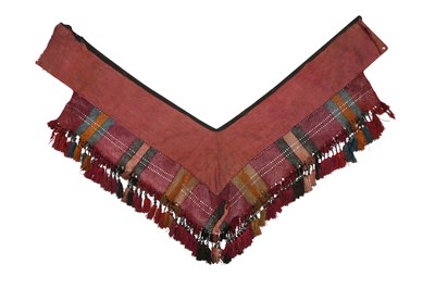 Lot 91 - A POLYCHROME EMBROIDERED CEREMONIAL HORSE CHEST COVER WITH GEOMETRIC MOTIFS
