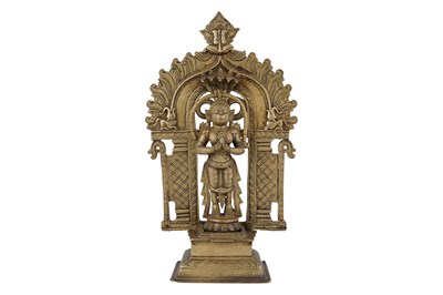 Lot 170 - AN ENGRAVED BRASS HINDU ALTARPIECE OF THE MONKEY GOD, HANUMAN