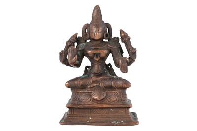 Lot 174 - A BRONZE FIGURINE OF THE HINDU GODDESS OF WEALTH, FORTUNE AND PROSPERITY, LAKSHMI