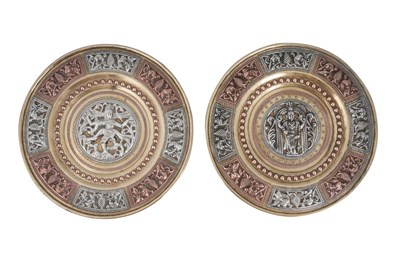 Lot 183 - TWO TANJORE SILVER AND COPPER-OVERLAID BRASS TRAYS