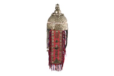 Lot 89 - AN ELABORATE TURKMEN CEREMONIAL WEDDING HEADDRESS WITH SHELLS AND PENDANTS