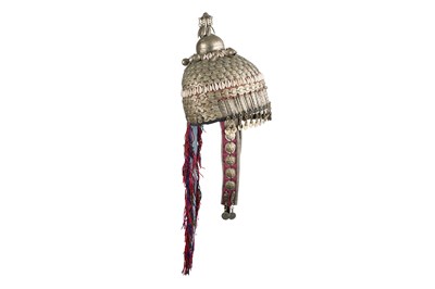 Lot 89 - AN ELABORATE TURKMEN CEREMONIAL WEDDING HEADDRESS WITH SHELLS AND PENDANTS