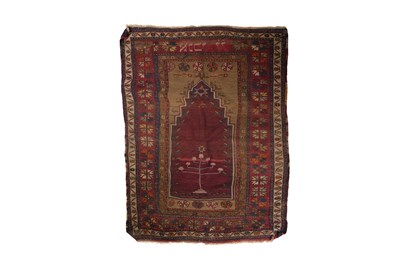 Lot 276 - A RARE ANATOLIAN JEWISH PRAYER RUG WITH HEBREW INSCRIPTION