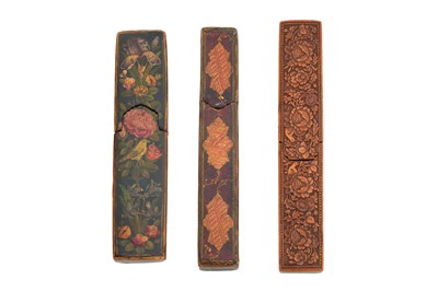Lot 108 - THREE QAJAR SPECTACLE CASES
