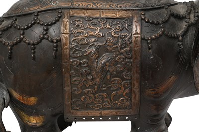 Lot 120 - A LARGE JAPANESE PARCEL-GILT BRONZE 'ELEPHANT' INCENSE BURNER, KORO BY UJIYOSHI NANIWA
