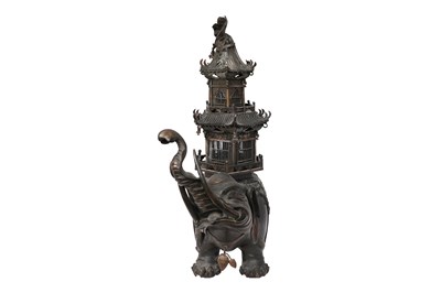 Lot 120 - A LARGE JAPANESE PARCEL-GILT BRONZE 'ELEPHANT' INCENSE BURNER, KORO BY UJIYOSHI NANIWA