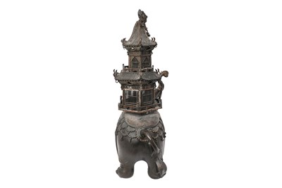 Lot 120 - A LARGE JAPANESE PARCEL-GILT BRONZE 'ELEPHANT' INCENSE BURNER, KORO BY UJIYOSHI NANIWA