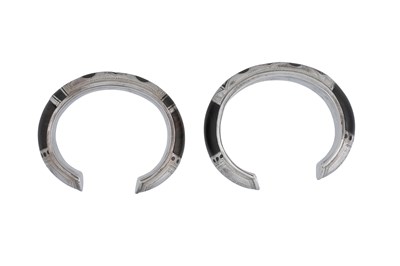 Lot 7 - A NEAR PAIR OF SIGNED TUAREG DARK WOOD AND SILVER BANGLES