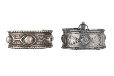 Lot 49 - TWO PALESTINIAN WHITE METAL WOMEN'S BRACELETS
