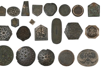 Lot 160 - A GROUP OF FORTY-THREE (43) CAST BRONZE INDIAN JEWELLER'S HAND-STAMPING MOULDS (THAPPA)