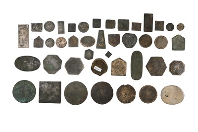 Lot 160 - A GROUP OF FORTY-THREE (43) CAST BRONZE INDIAN JEWELLER'S HAND-STAMPING MOULDS (THAPPA)