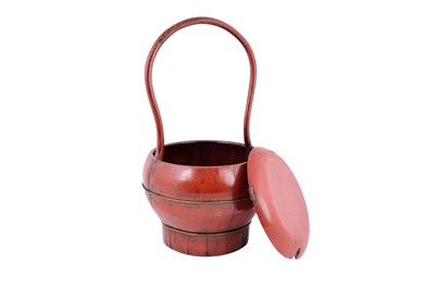 Lot 209 - A CHINESE RED-LACQUERED WEDDING BASKET