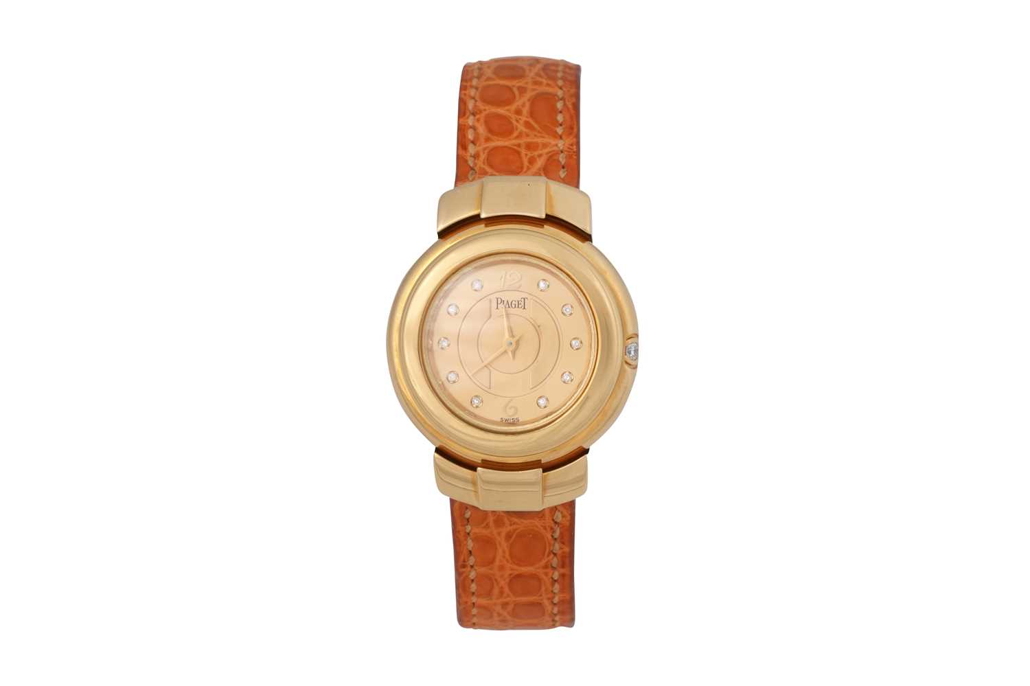 Lot 65 - A LADIES PIAGET 18K YELLOW GOLD QUARTZ WRISTWATCH