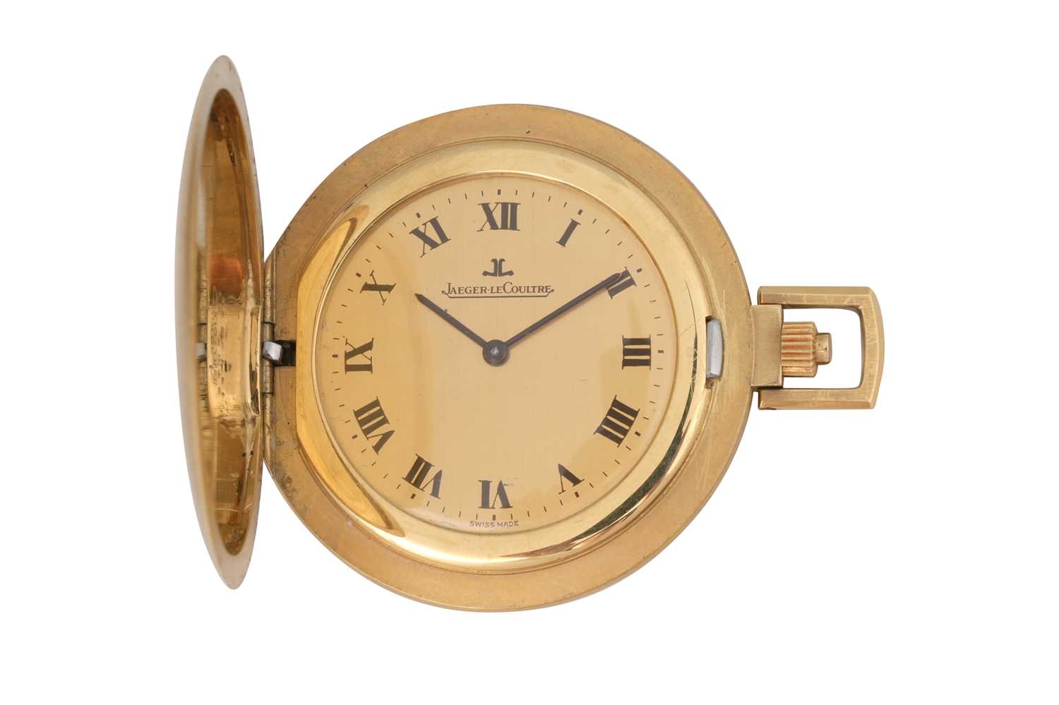 Lot 79 - A RARE JAEGER-LECOULTRE 18K YELLOW GOLD FULL HUNTER POCKET WATCH