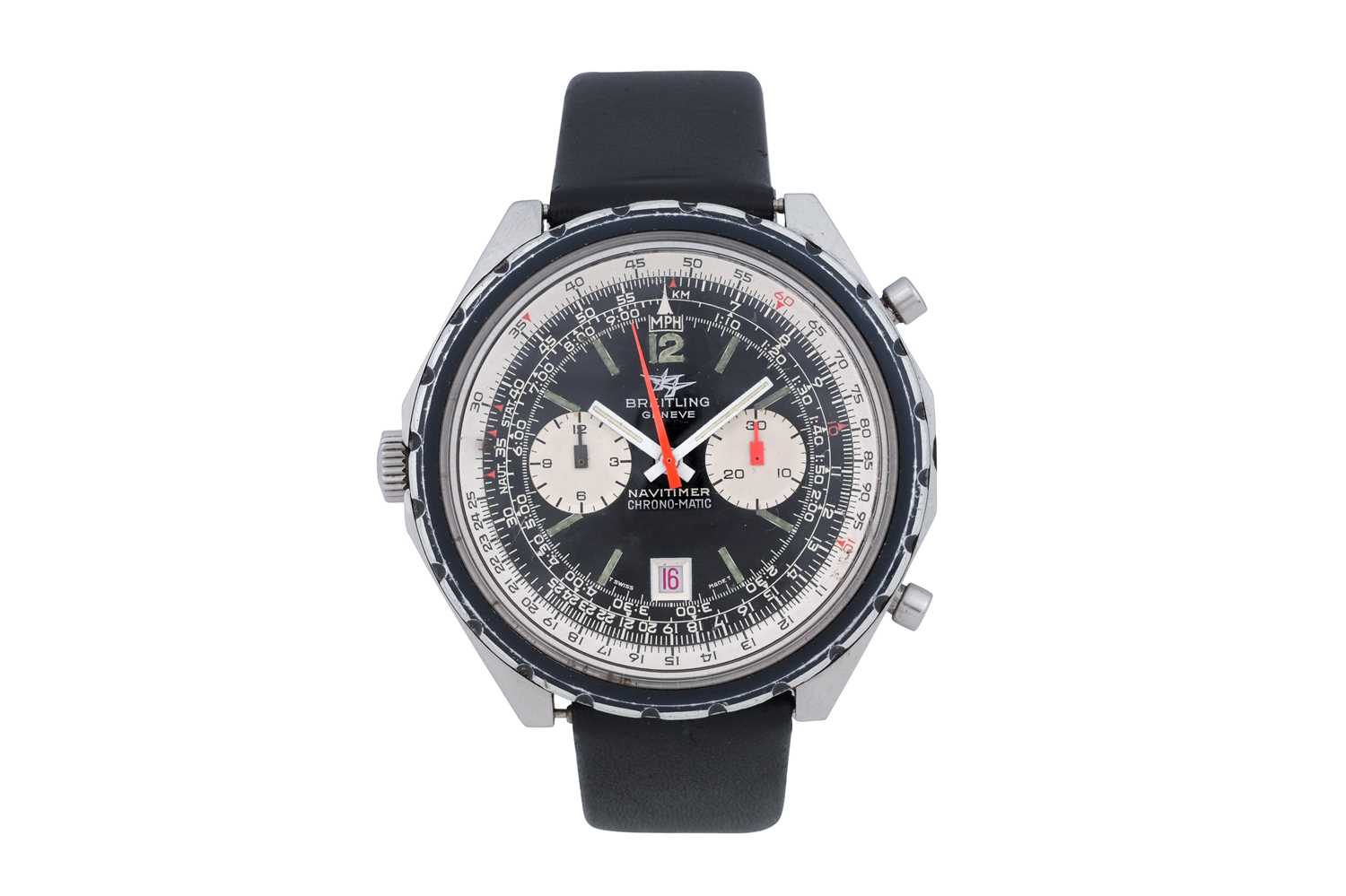 Lot 37 - A MEN'S BREITLING STAINLESS STEEL MANUAL CHRONGOPRAH WRISTWATCH