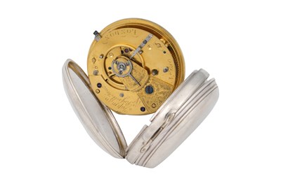Lot 76 - A SILVER DUPLEX MOVEMENT POCKET WATCH