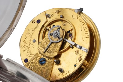 Lot 76 - A SILVER DUPLEX MOVEMENT POCKET WATCH