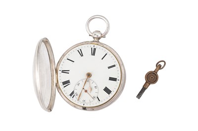 Lot 76 - A SILVER DUPLEX MOVEMENT POCKET WATCH
