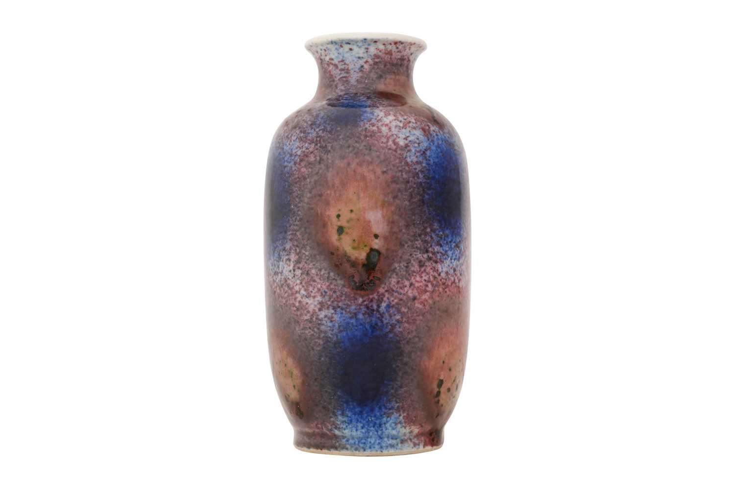 Lot 82 - A CHINESE PEACH BLOOM AND POWDER BLUE VASE