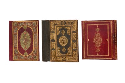 Lot 70 - TWELVE OTTOMAN AND PERSIAN LEATHER MANUSCRIPT BINDINGS WITH GILT, TOOLED AND EMBOSSED DESIGNS