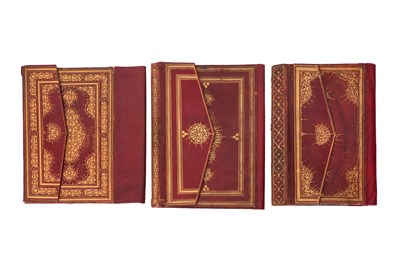 Lot 70 - TWELVE OTTOMAN AND PERSIAN LEATHER MANUSCRIPT BINDINGS WITH GILT, TOOLED AND EMBOSSED DESIGNS