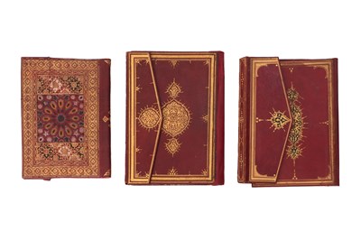 Lot 70 - TWELVE OTTOMAN AND PERSIAN LEATHER MANUSCRIPT BINDINGS WITH GILT, TOOLED AND EMBOSSED DESIGNS
