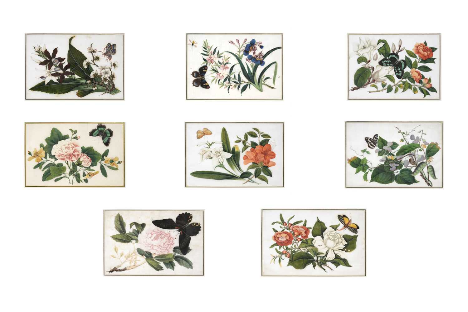 Lot 59 - A SET OF EIGHT CHINESE RICE PAPER PAINTINGS