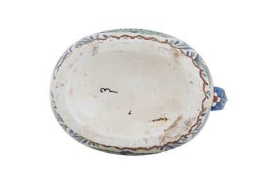 Lot 127 - A SAMSON IZNIK-STYLE POTTERY EWER WITH OTTOMAN JANISSARY AND ARCHITECTURE