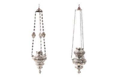 Lot 243 - TWO ARMENIAN SILVER HANGING CENSERS