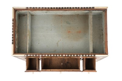 Lot 157 - λ AN OTTOMAN MOTHER-OF-PEARL, TORTOISESHELL AND BONE-INLAID WOODEN LOW CABINET