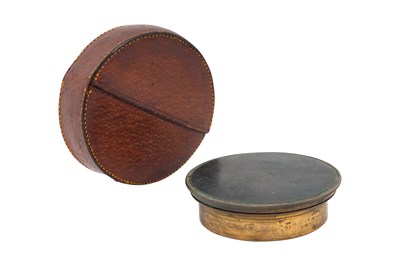Lot 188 - AN OTTOMAN BRASS COMPASS WITH LEATHER CASE