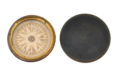 Lot 188 - AN OTTOMAN BRASS COMPASS WITH LEATHER CASE
