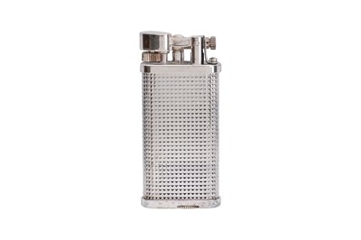 Lot 53 - DUNHILL “UNIQUE” SILVER PALTED LIGHTER WITH BOX AND PAPERS.